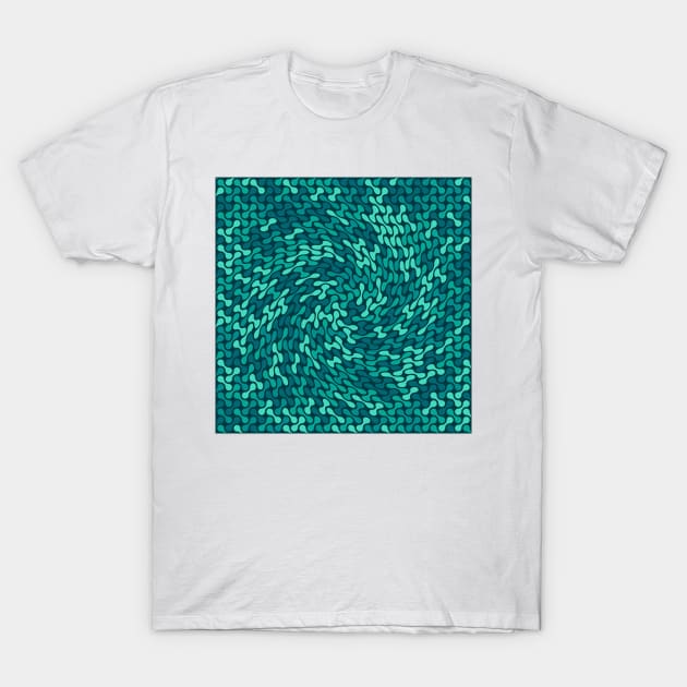 Twisted Metaballs Pattern (Teal) T-Shirt by John Uttley